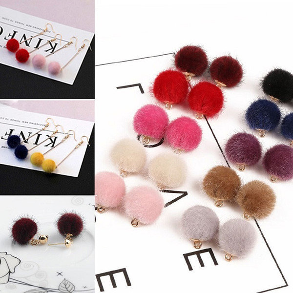 Fashion 10 colors Fur Covered Ball Beads Charm Pendant beads For Earring Necklace Bracelet Making DIY Jewelry