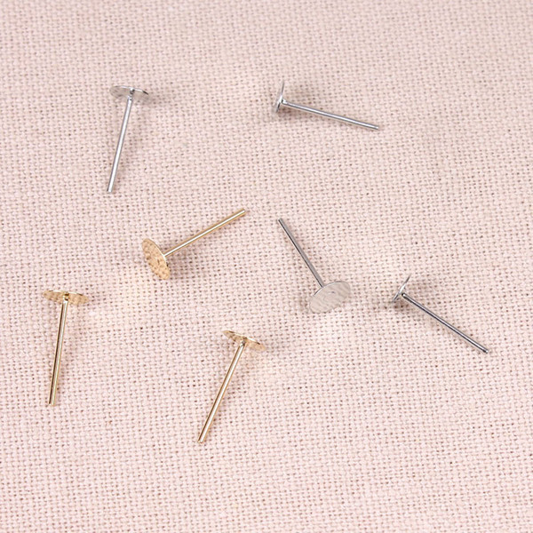 500 pcs 6mm Antique Bronze Gold Rhodium Earring Stud Ear Nail Iron Flat Base Cup Posts Earring Setting Jewelry Findings