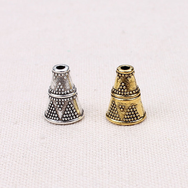 20pcs/lot 8*12mm Antique Silver/Gold Cone Tube Spacers Beads Caps DIY Jewelry Making Accessories