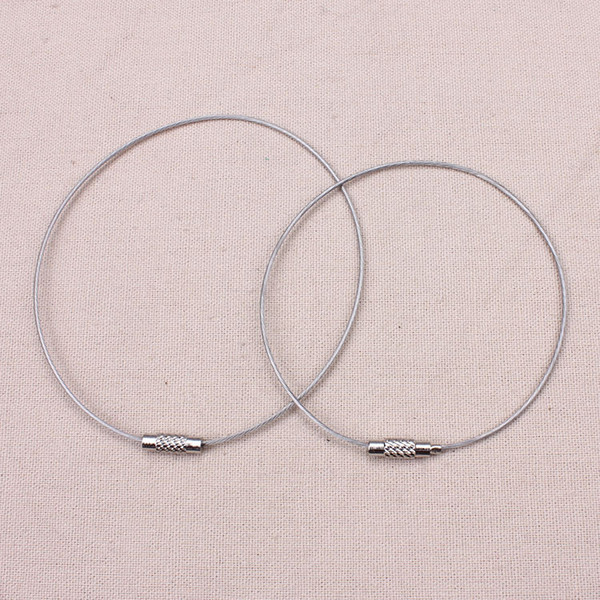 10pcs/lot Dia 6.4/7.2cm Rhodium Stainless steel wire key chains connectors DIY jewelry findings