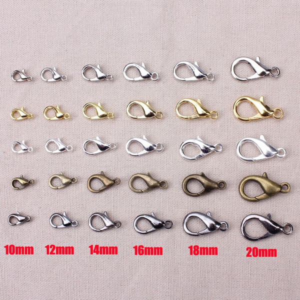 20pcs/lot 14mm 2015 New Fashion Jewelry Clasps Alloy bronze/gold/gunblack/rhodium/silver Lobster clasp Jewely Findings