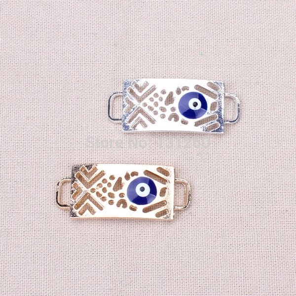 10pcs/lot Evil eye beads Turkish connectors alloy gold and silver charms jewelry findings components for bracelets necklaces