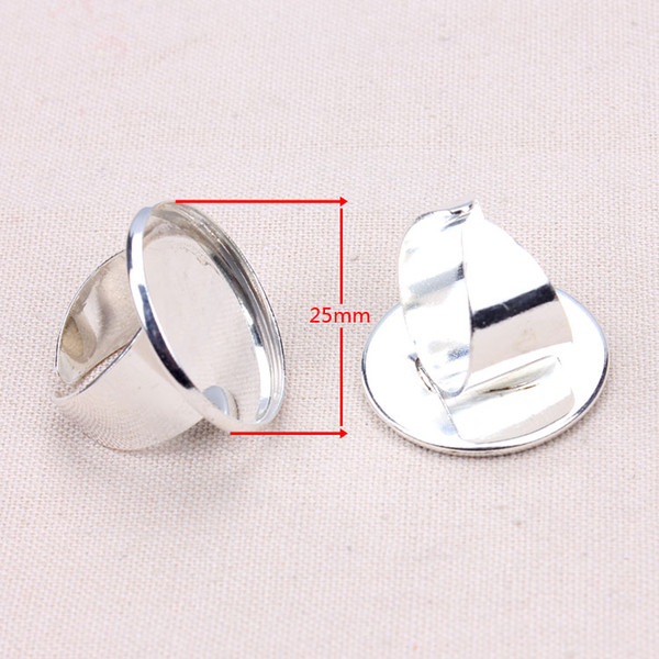 10pcs Free shipping jewelry 25mm antique silver brass Adjustable Cabochon Ring Base Settings craft accessories