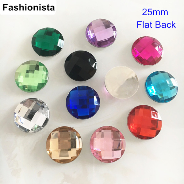 100 pcs Big Round 25mm Flat Back Faceted Rhinestone Beads,Glue-on Round Acrylic Cabochon For Jewelry Making