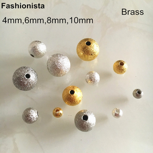 100 pcs Brass Beads For Jewelry Making,4mm,6mm,8mm,10mm Round Frosted Beads,Gold-color,Silver-color,Steel Color,Metal Bead -PP