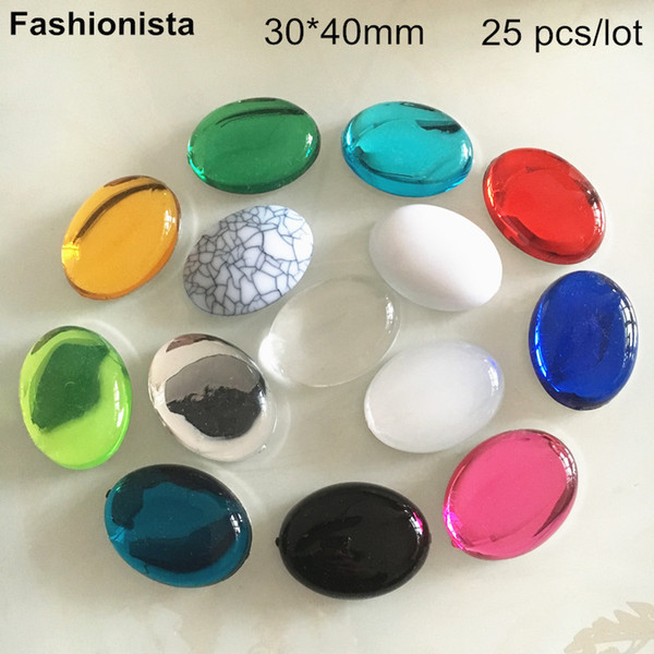 25 pcs Large Oval 30*40mm Flat Back Cabochon,Smooth Acrylic Cabochon For Jewelry Project,Glue-on Flatback Cabs For DIY Crafts