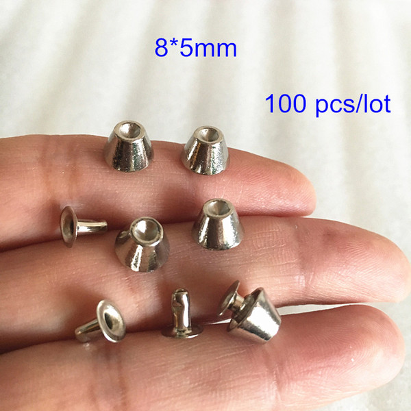 100 Set Silver Bucket Rivet Stud,8*5mm Anti-rust Washable Metal Rapid Rivet Spike,DIY Metal Rivet,Punk Rock Leathercrafts