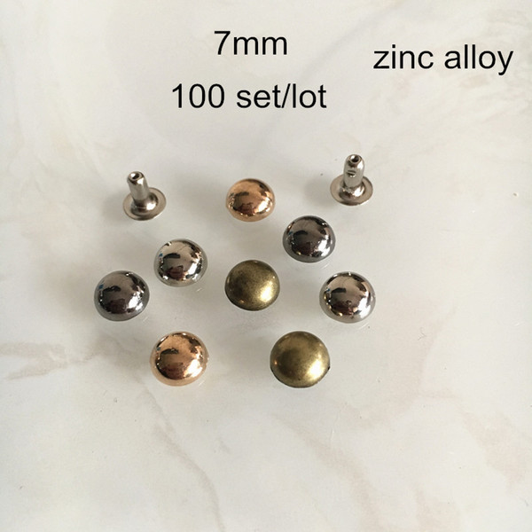 7mm Mushroom Rivet Studs,Zinc Alloy Dome Spike Stud Rivets For Leather Crafts,Gold,Silver,Bronze,Black Gunmetal -100 Set