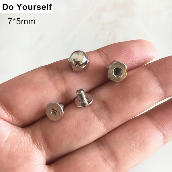 Silver Dome Screw On Rivet Studs,7*5mm Hexagon Screw Rivet,Round Head Screw Back Studs,Decorative Hardware For Leather - 35 Sets