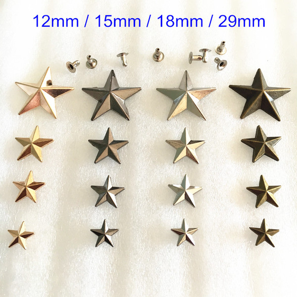 12mm / 15mm /18mm / 29mm Star Rivet Studs,Snap Rock Spike Rivets,Black,Gold, Bronze , Silver,DIY Leather Crafts Findings