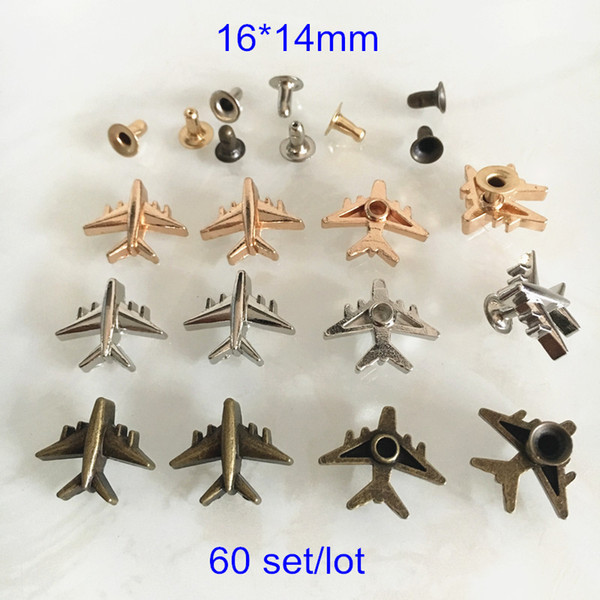 60 Set Airplane Shape Rivet Studs,16*14mm,Zinc Alloy Aircraft Spike Rivet Stud,DIY Rivet For Leathercrafts,Belt,Bags,Boots