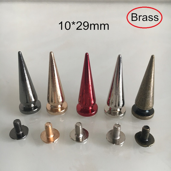 15 Set Long Bullet Rivet Spike Stud,10*29mm Screw in DIY Rivet,Brass Rivet Stud Silver Color,Punk Rock Spike Clothing Decoration