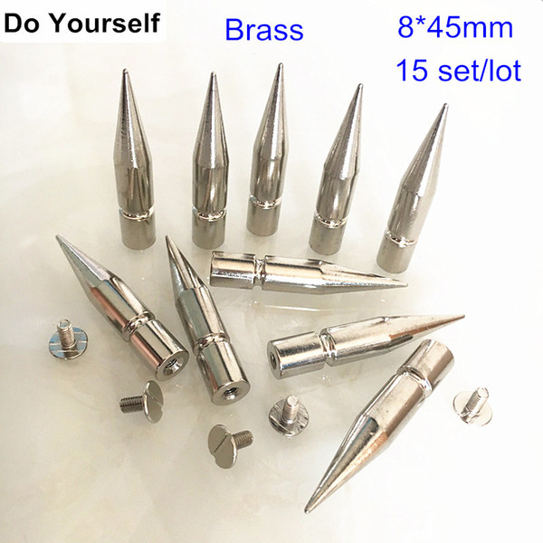 15 Set Long Bullet Rivet Spike Stud,8*45mm Screw in DIY Rivet,Brass Rivet Stud Silver Color,DIY Clothing Rivet Accessories