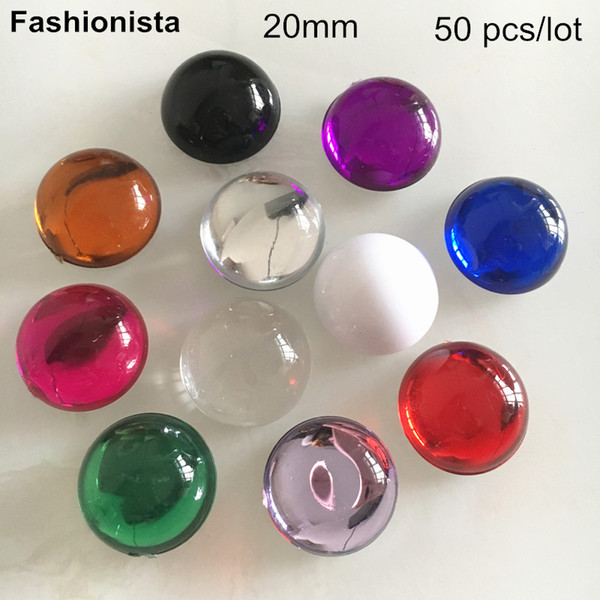 50 pcs 20mm Round Flat Back Acrylic Cabochon,Crystal Resin Rhinestone Beads,Decorative Beads For Scropbooking,Various Colors -WW