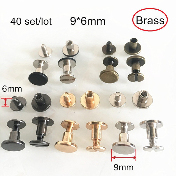 40 set Brass Rivet Studs 9*6mm Flat Head Rivet Studs,Gold,Silver,Bronze,Black Gunmetal,Metal Purse Leathercraft Hardware DIY