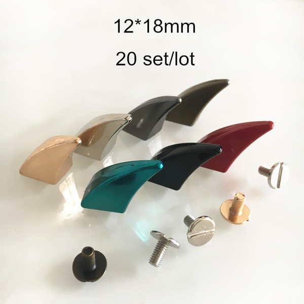 20 Set Horn Shape Spike Rivet Studs,9*11mm height is 18mm,Screw in DIY Rivets For Hat,Bags,Belt,Leathercrafts,Red,Black,Blue...