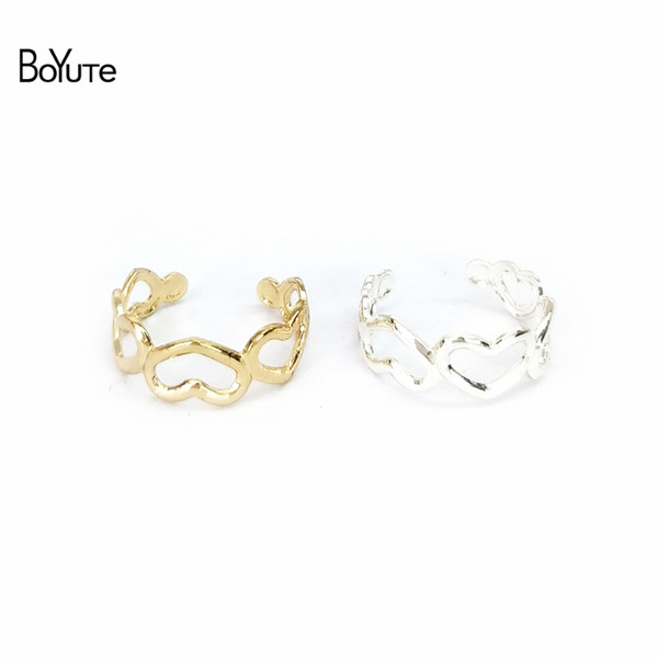 BoYuTe 10Pcs Fashion Women Foot Jewelry Metal Brass Adjustabe Silver Gold Hollow Out Heart Toe Ring Sandals