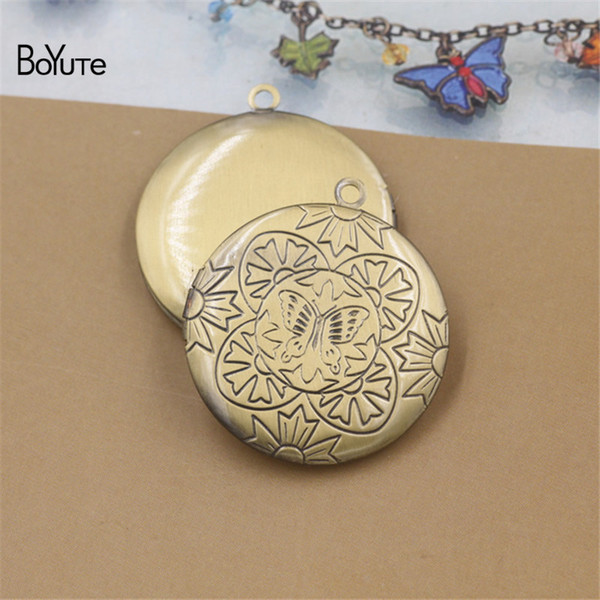 BoYuTe 10Pcs Metal Brass 31*6MM Round Locket Memory Photo Floating Locket Pendant Charms for Jewelry Making