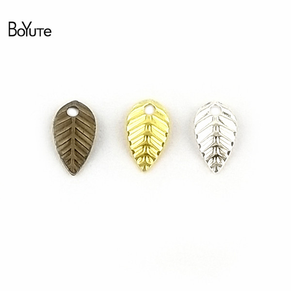 BoYuTe 1000Pcs 4 Colors 4*7MM Vintage Jewelry Charms DIY Handmade Material Small Leaf Charms Scrapbooking & Stamping