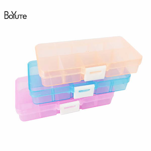 Factory Direct Sale 5 Colros 13.2*6.8*2.3CM 10 Grids Adjustable Transparent Plastic Diy Jewelry Storage Organizer Box