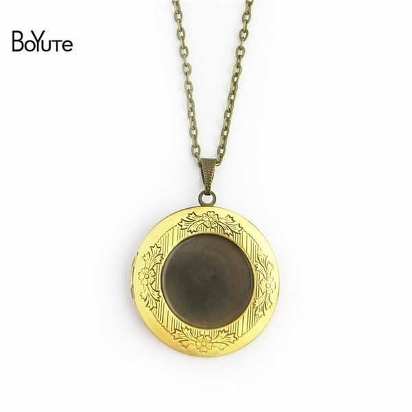 BoYuTe 2 Piece 70CM Chain Metal Brass 20MM Cabochon Base Floating Locket Necklace 6 Colors Photo Locket Pendant Necklace