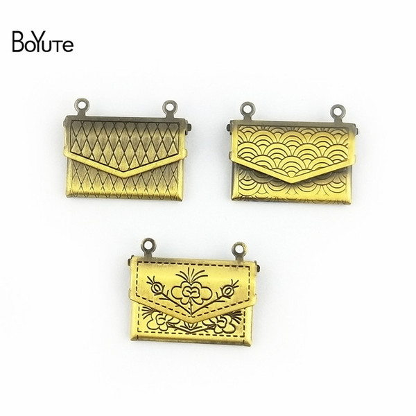 BoYuTe 10Pcs 15*20MM Metal Brass Antique Bronze Envelope Photo Locket Pendant Diy Floating Locket Charms for Jewelry Making