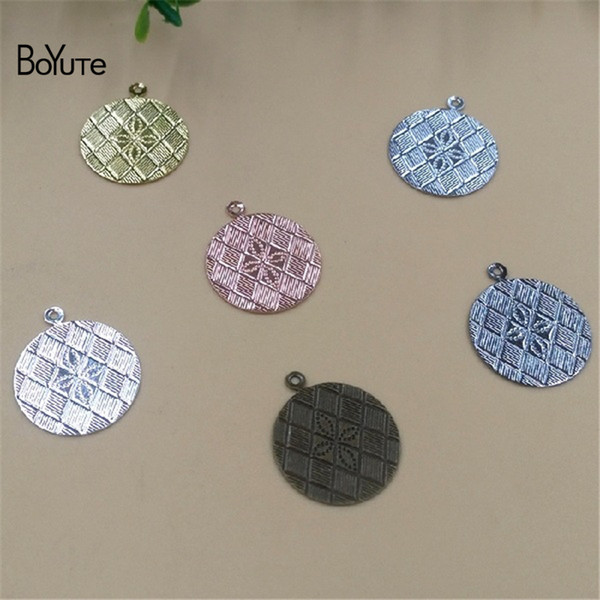 BoYuTe (200 Pieces/Lot) 4 Colors 17MM Vintage Metal Brass Fashion Jewelry Materials Floating Charms Dropshipping