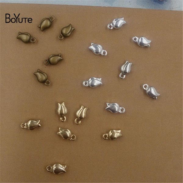 BoYuTe Charms 100 Pieces 3 Colors 5 MM Metal Brass Flower Rose Charms for Jewelry Making