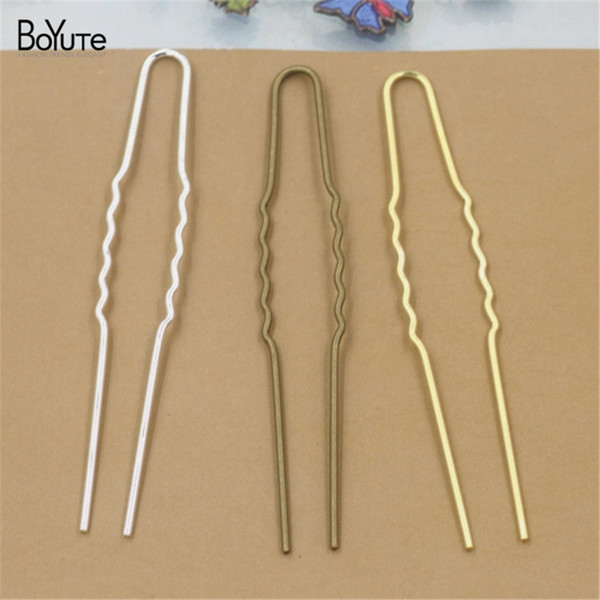 BoYuTe 50 Pieces 75 *1.2 MM Wave Metal Hair Stick Wholesale Vintage Retro Hair Jewelry