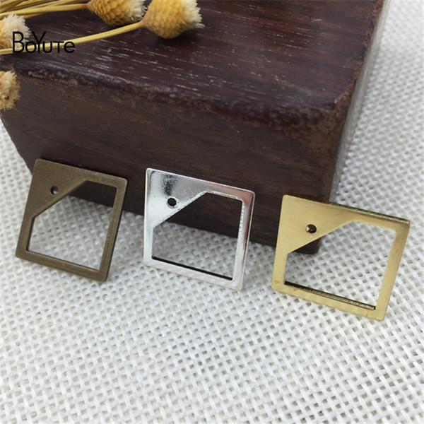 BoYuTe 50Pcs 18MM Metal Brass Silver Bronze Square Pendant Charms for DIY Jewelry Making Jewelry Findings & Components