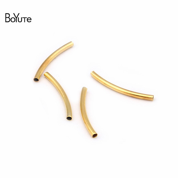 BoYuTe 200Pcs 2MM Outer Diameter 30MM 40MM 50MM Length Metal Brass Bend Tube Hand Made DIY Jewelry Accessories Parts