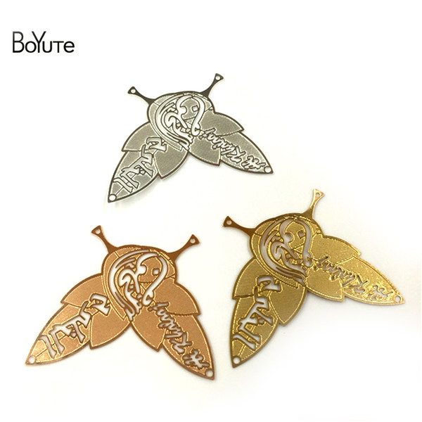 BoYuTe 10 Pcs 45 *36 MM Brass Metal Sheet Leaf Connector Pendant Charms for Jewelry Making