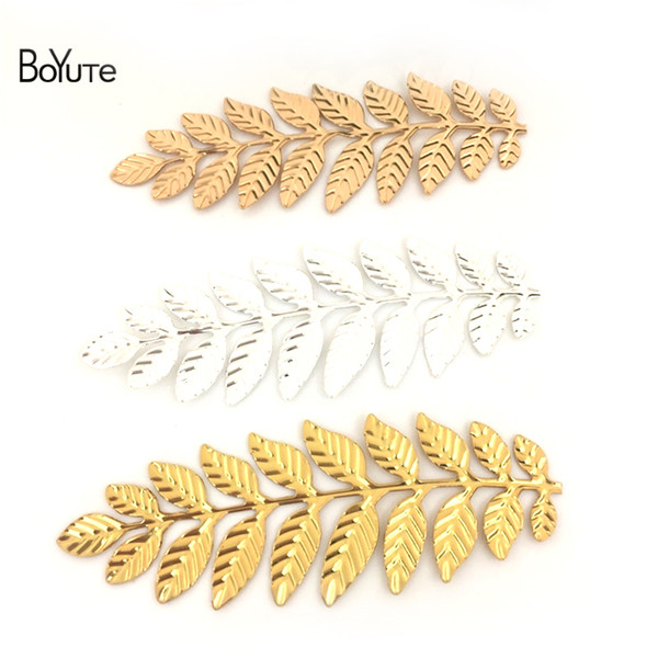 BoYuTe 10Pcs 89*32MM Filigree Leaf Stamping Plate Metal Sheet Silver Gold Diy Accessories for Jewelry Making