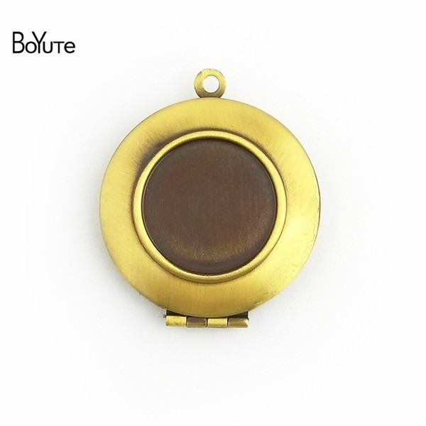 BoYuTe 10Pcs 7 Colors Plated Metal Copper Round 16MM Cabochon Locket Classic Design Plain Photo Locket Pendant Diy