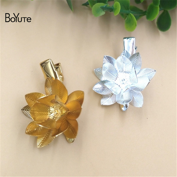 BoYuTe 10Pcs 26MM HOT sale Filigree Flower Hairpin Women Silver Gold Fashion DIY Hair Jewelry Accessories