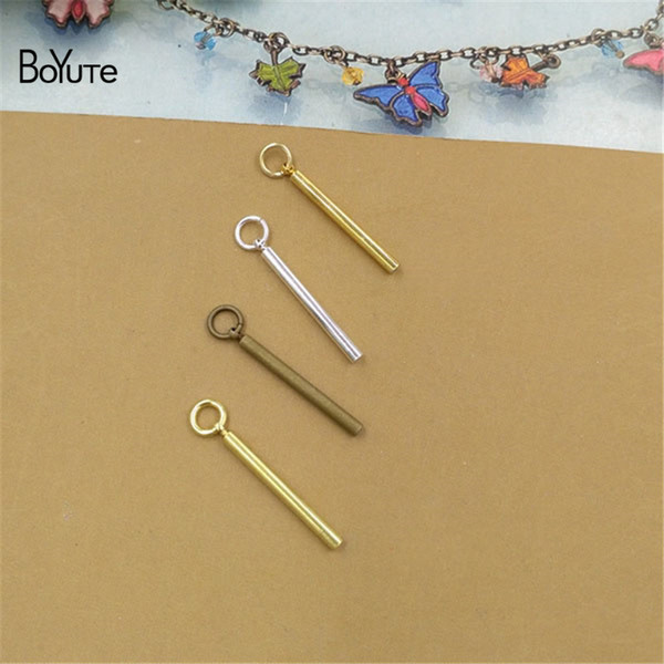 BoYuTe Factory Direct Sale 100Pcs 22MM Metal Brass Tube with Loop Diy Jewelry Accessories Parts Jewelry Findings & Components