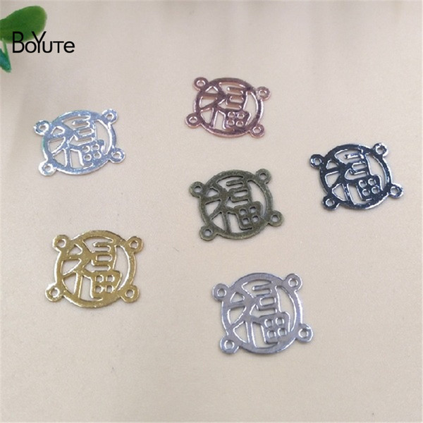 BoYuTe Jewelry Connector 200Pcs 10MM Metal Brass Filigree Connectors with 4 Loops Fashion DIY Accessories Parts