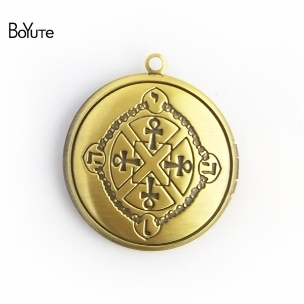 BoYuTe 10 Pcs Round 32*6 MM Metal Copper Floating Photo Locket Pendant Can Open Fashion Jewelry