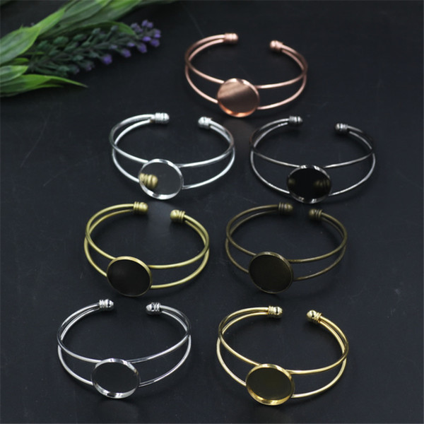 BOYUTE 5Pcs Brass Bangle Blanks 7 Colors 25mm HOT Sale Cabochon Setting Fashion DIY Jewelry Accessories