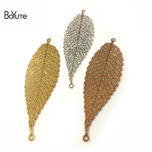 BoYuTe 20 Pcs 57*18 MM Metal Gold Leaf Sheet Pendant Charms for Jewelry Making Jewelry Findings & Components