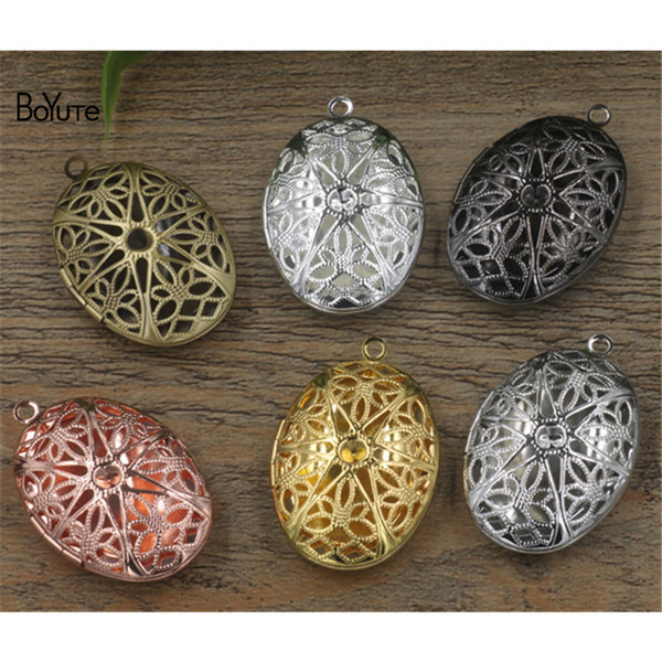 BoYuTe 10Pcs 25*38MM HOT Sale Filigree Oval Vintage Locket Wholesale Brass Material Fashion DIY Jewelry Pendant