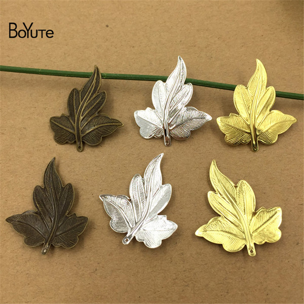 BoYuTe 20Pcs 35*30MM Brass Material Maple Leaf Pendant 3 Colors Pendant Charms for Necklace Jewelry Making