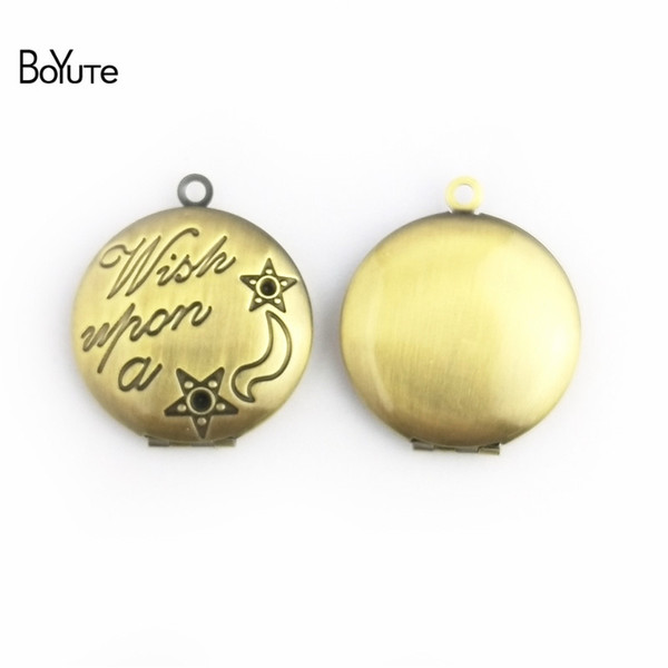 BoYuTe 10Pcs 7 Colors Metal Copper Round 25*6MM Photo Locket Pendant Star Moon Floating Locket Charms Diy