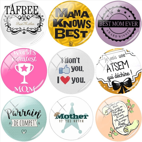 TAFREE The World's Greatest Mom 25mm DIY Glass Cabochon Dome Best Mama Charms For Custom Brooch Necklace Keychain Accessories