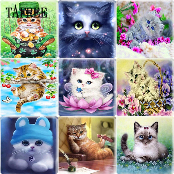 TAFREE Cute Little Cat Art Photo 25mm Square Shape DIY Glass Cabochon Cover Pendant Cameo Jewelry Settings For Keychain Necklace