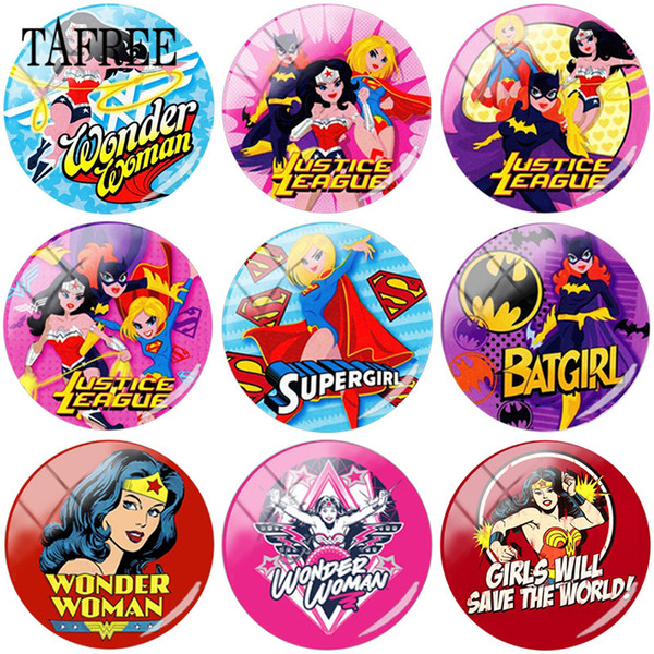 TAFREE Cartoon Princess Girls Superhero Art Pictures 25mm Glass Cabochon Dome Flatback DIY Making Jewelry Findings Accessories