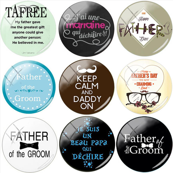 TAFREE French Je t'aime Papa Round Shape DIY Glass Cabohcon Art Picture Demo Flat Back Making Dad Jewelry Findings For Bracelets Keychains