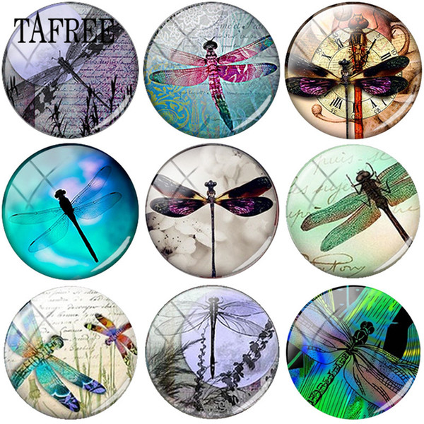 TAFREE Little Dragonfly Clip Art Picture 25mm DIY Glass Cabochon Dome Charms For Keychain Necklaces Jewelry Accessories