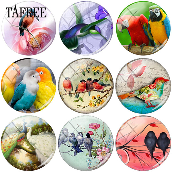 TAFREE Vintage Birds Hummingbird Clip Art Picture 25mm DIY Glass Cabochon Dome Charms For Keychain Necklaces Jewelry Findings