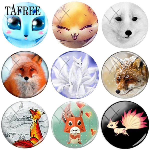 TAFREE Animal Fox Pattern 25mm Round Shape Art Photo Glass Cabochon Demo Jewelry Flat Back Making Findings For Keychain Necklace Accessories